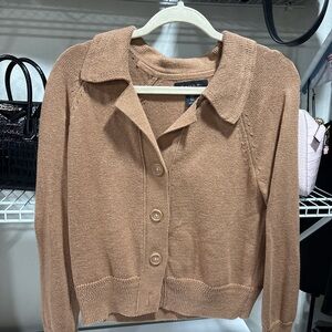 Tahari Camel Button-Up Cardigan